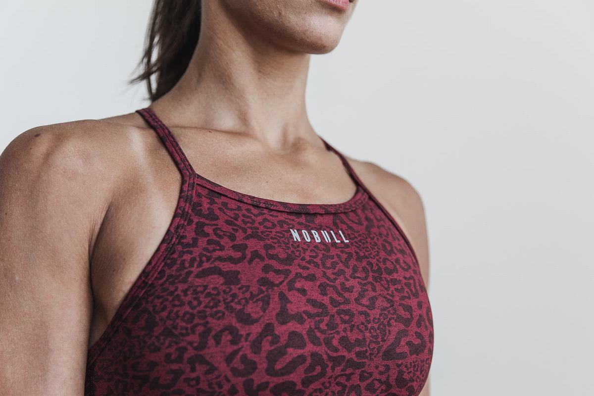 Nobull High-Neck Plush Heather Women's Sports Bras Leopard | Australia (IW4703)